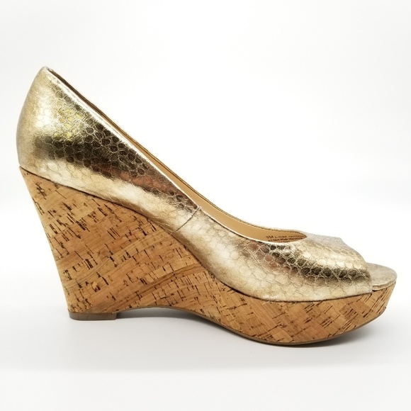 Franco Sarto Surf Peep Toe Metallic Wedge Sz 9 - Picture 5 of 8